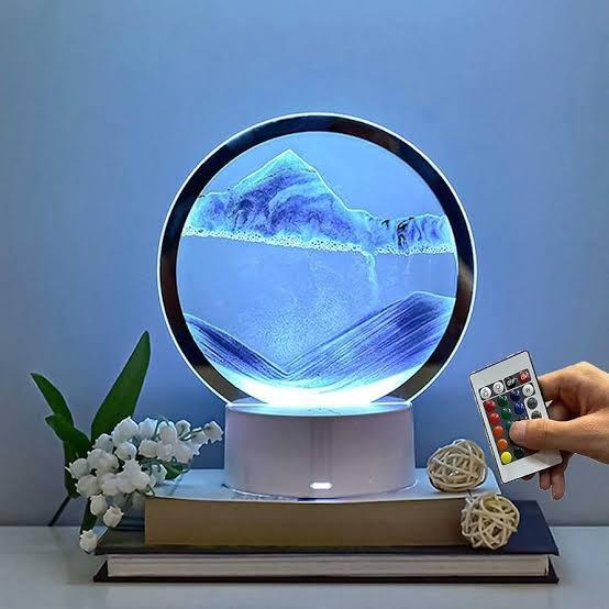 3D Moving Sand Art Lamp with LED Light Stand – Relaxing Quicksand Table Decor, Random Color Design (1 Piece)