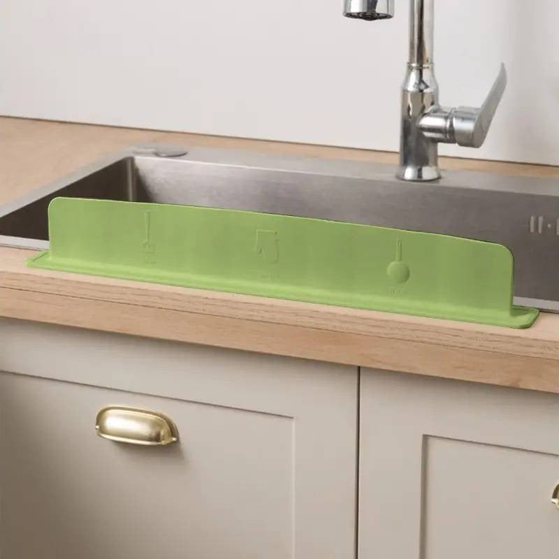 Sink Splash Guard Silicone Water Splash Protector for Kitchen & Bathroom Sink Faucet – Self-Adhesive Sink Water Barrier