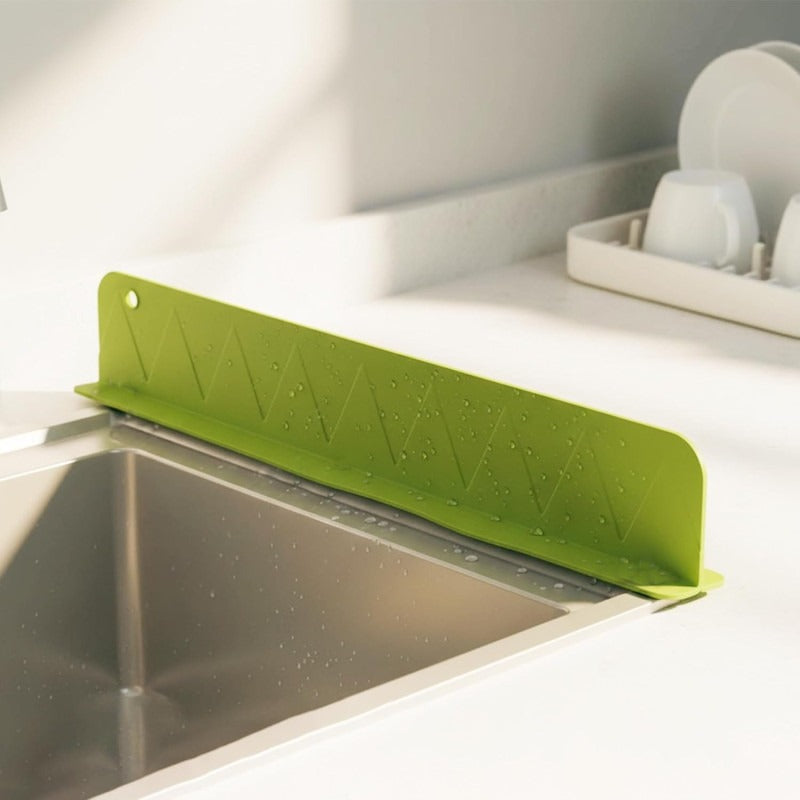 Sink Splash Guard Silicone Water Splash Protector for Kitchen & Bathroom Sink Faucet – Self-Adhesive Sink Water Barrier